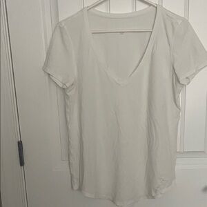 Classic White V-Neck Women's Top
